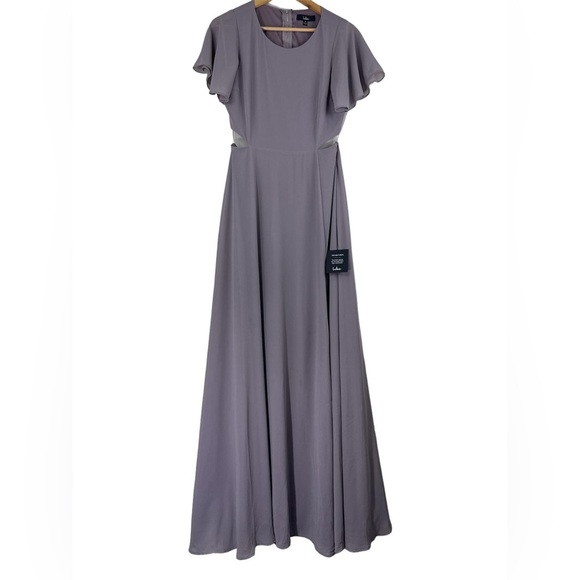 Lulus Garden Bliss Dusty Lavender Cutout Maxi Dress Sz M Chiffon NWT - Picture 3 of 12
